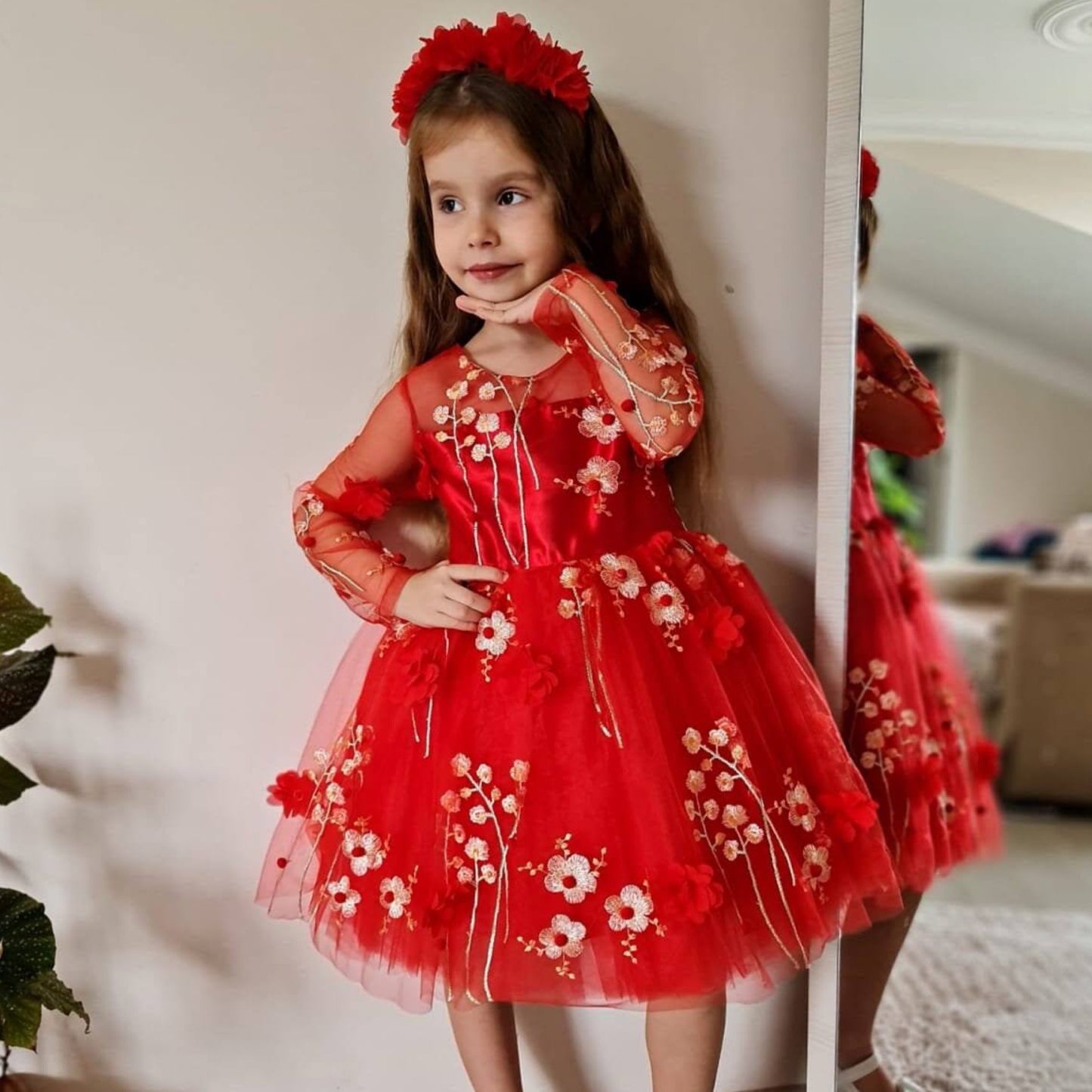 Dress with flowers - Red