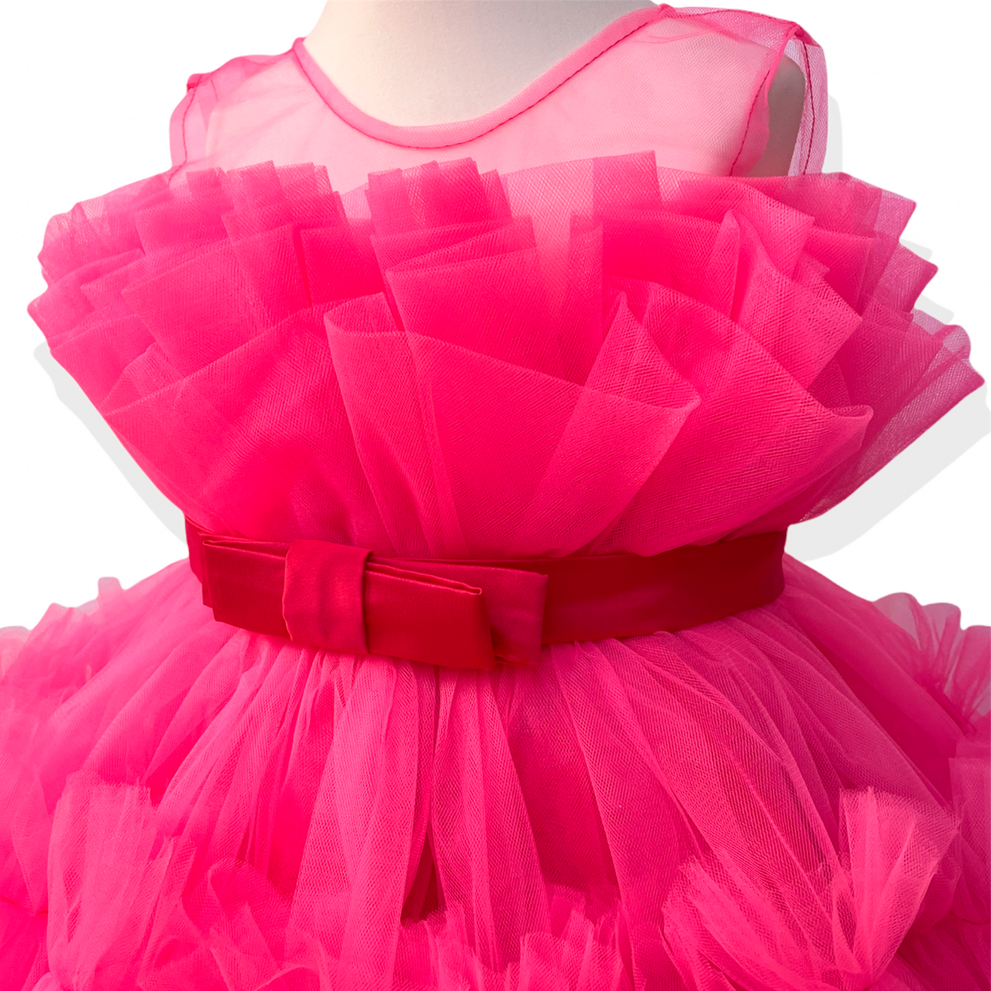 Tule meisjes feestjurk - Fuchsia