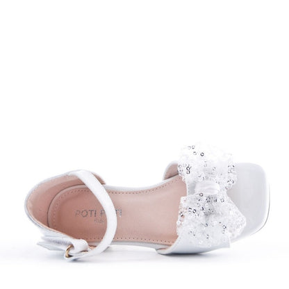 Girls sandals with bow - White