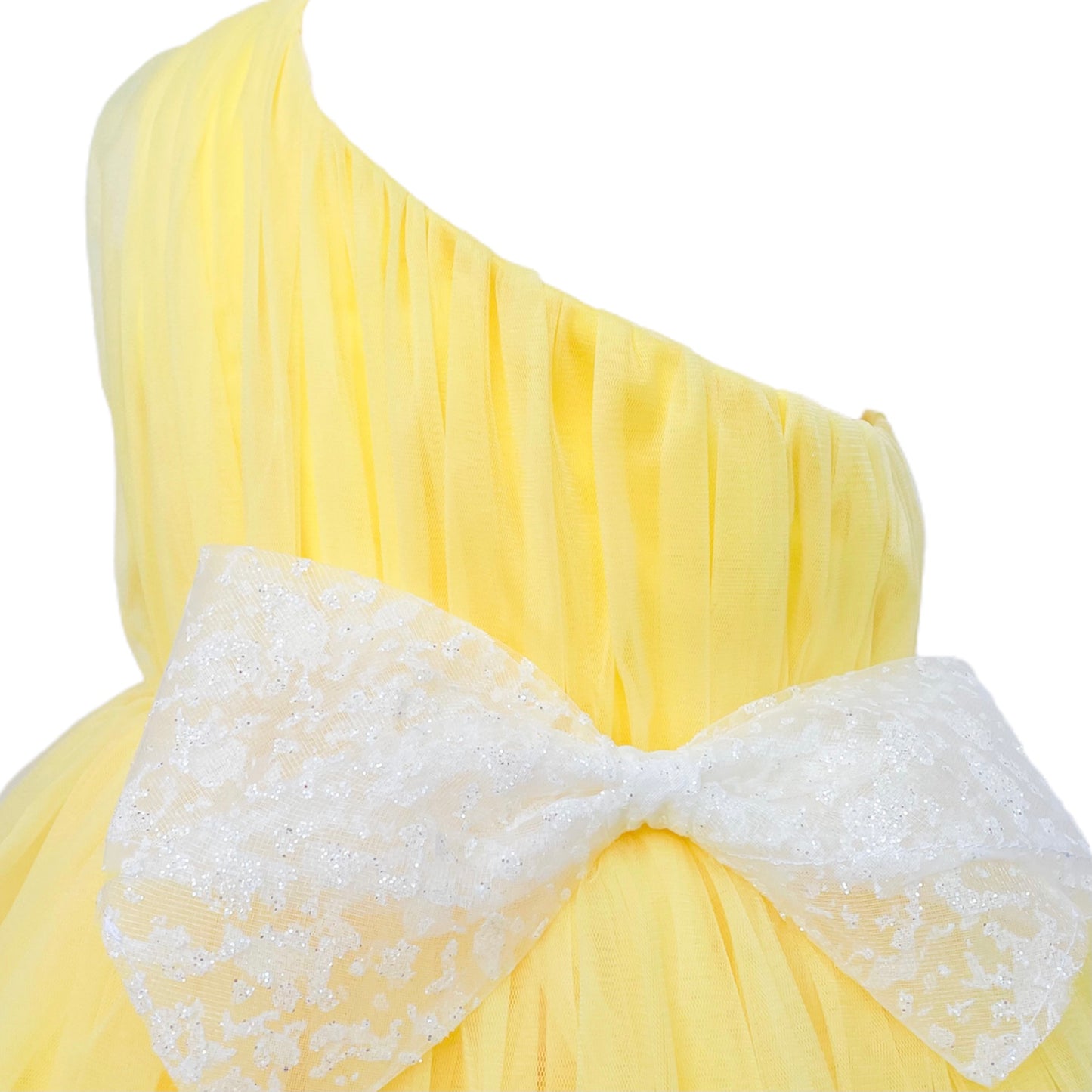 Girls Party Dress with Bow - Yellow