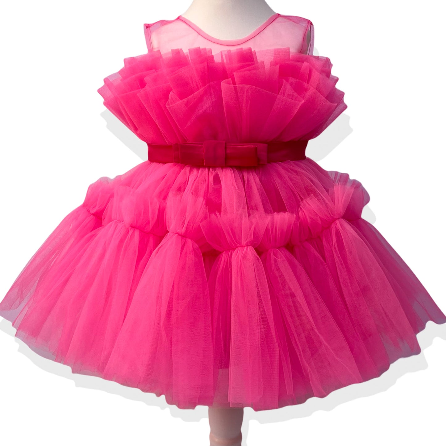 Tule meisjes feestjurk - Fuchsia