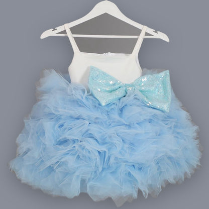 Fluffy meisjes feestjurk - Blauw | Yamine