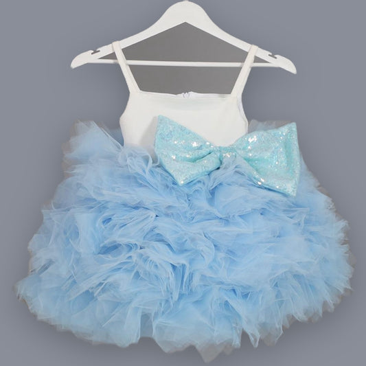 Fluffy meisjes feestjurk - Blauw | Yamine