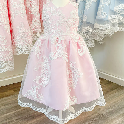 Long Lace Party Dress Girl - Pink