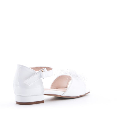 Girls sandals with bow - White